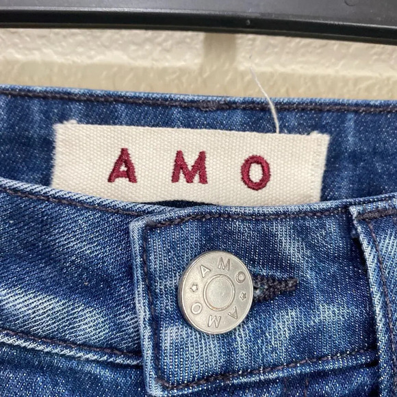 AMO DENIM Stix Crop Mid Rise Ankle Skinny Jeans Forever Blue Size 25 - Picture 5 of 9